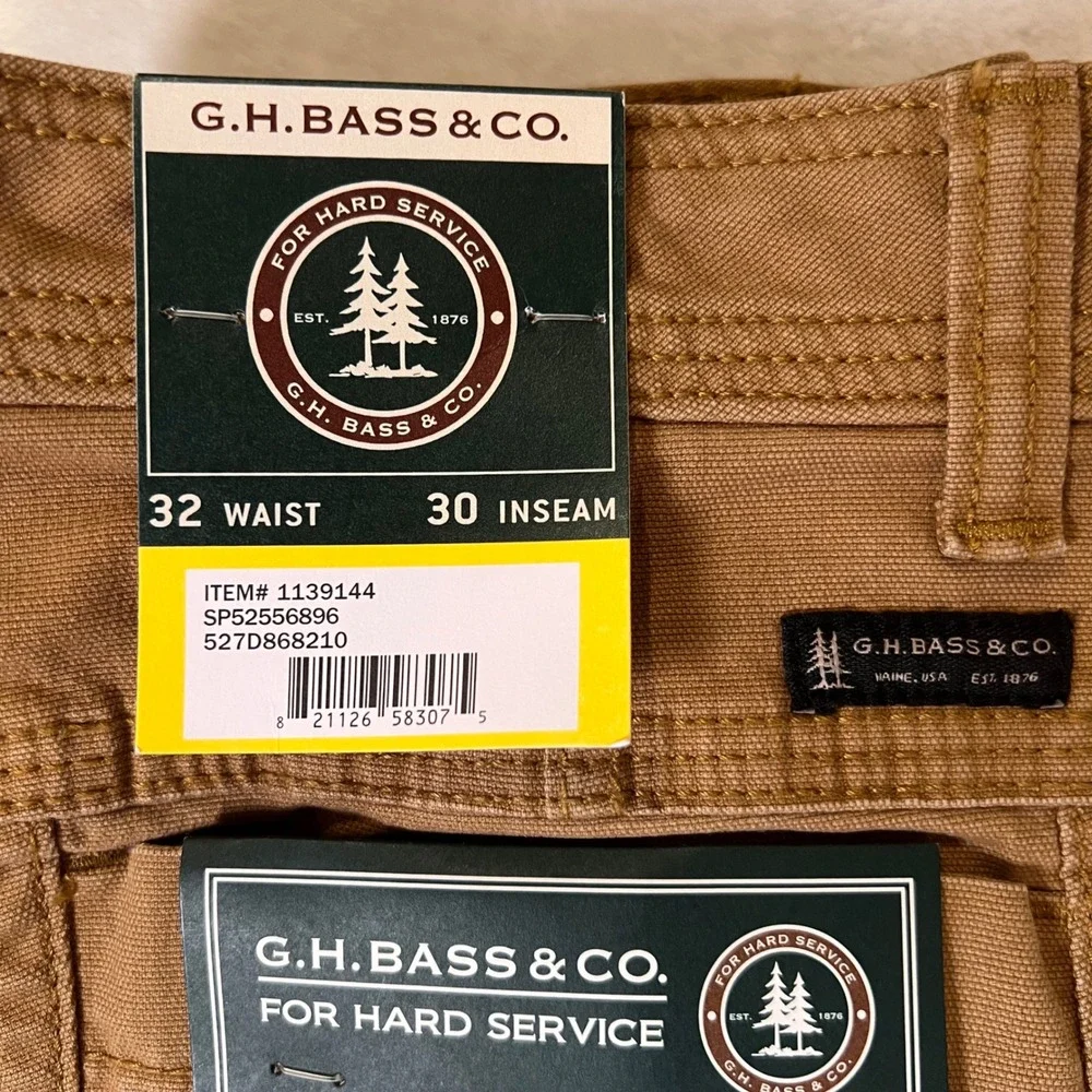 GH Bass Canvas Terrain Stretch Pants Men 32x30 Cargo Dark Khaki Workwear NWT